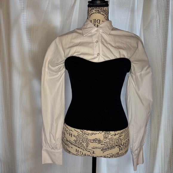 Maeve Long-Sleeve Ruched Tube Twofer Sweater from Anthropologie Size XS - Picture 3 of 12